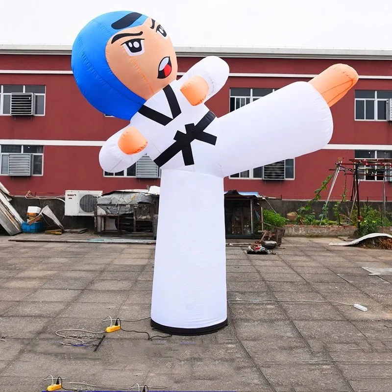 Custom Inflatable Taekwondo Boy Character Air Dancer Single Leg Taekwondo Sky Dancer Figure For Outdoor Promotional Advertising