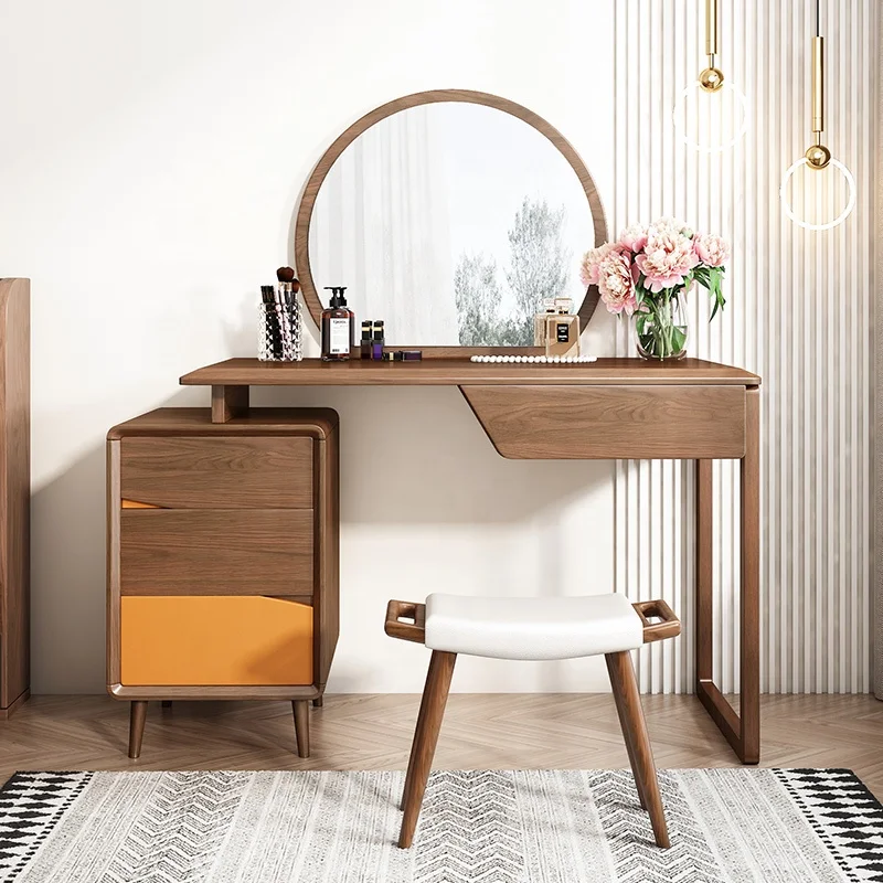 Round Mirrored Storage Master Bedroom Furniture Dressing Table Designs Modern