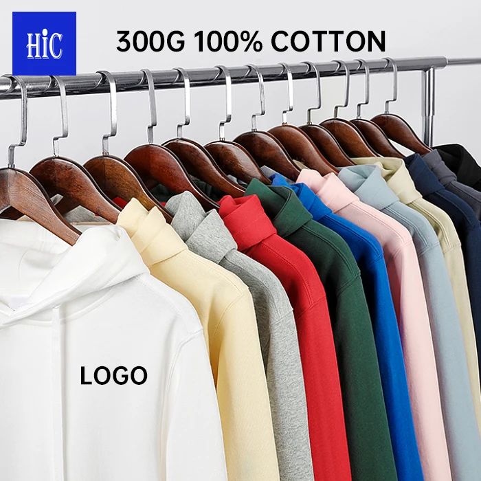 Wholesale 300g 100% cotton Heavy Warm Brushed  Unisex Pullover Custom Printing Embroidery Logo Hoodies