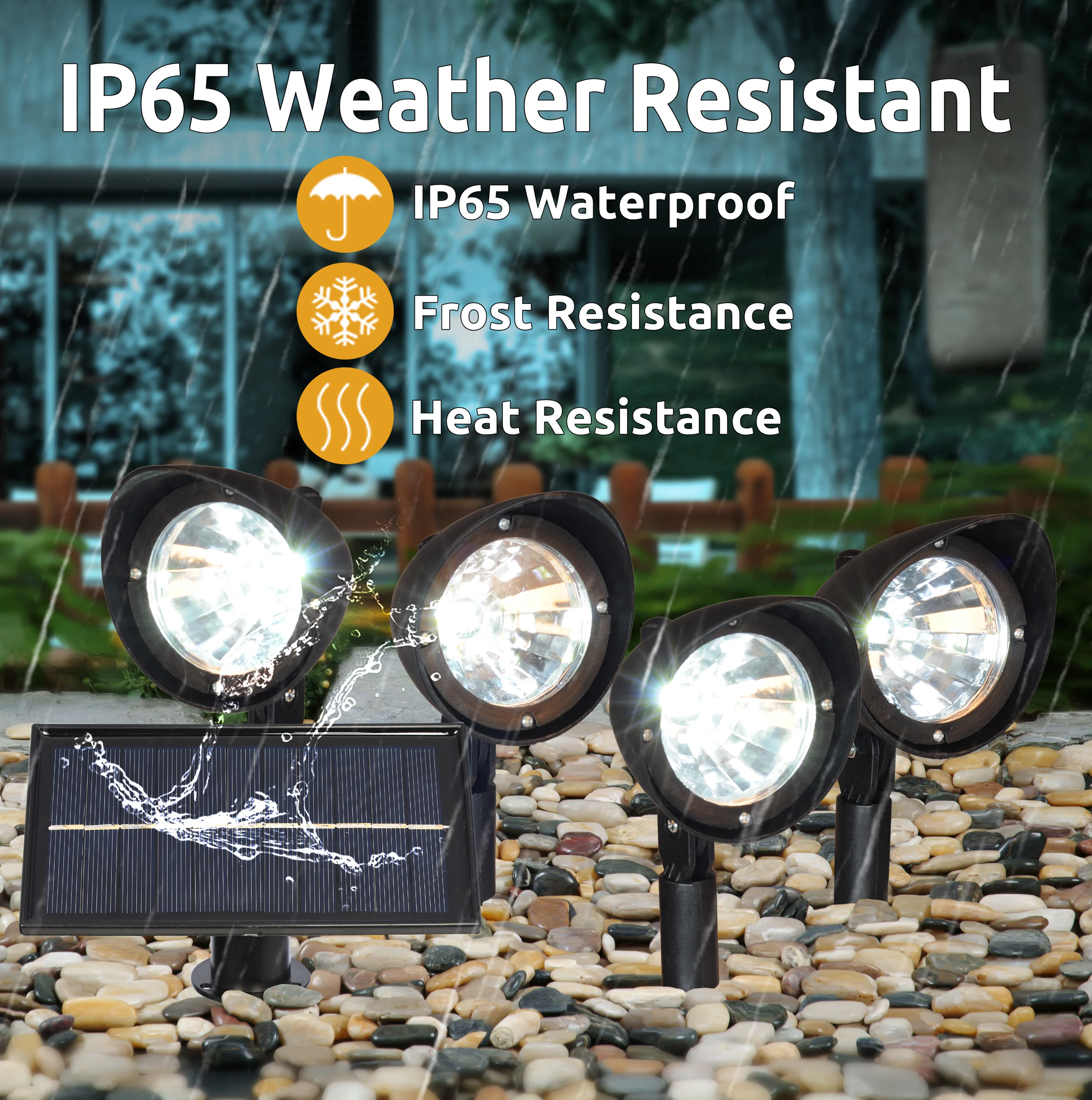ENJOYSOLAR  SET OF 4 Solar Powered Flood Spot Light IP65 Waterproof Outdoor Decoration Solar Spot Light