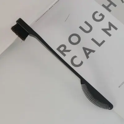 Private Label ABS Nylon Bristle Hair Edge Control Brush Black Pink Custom Logo Double Sided Edge Brush For Eyebrows