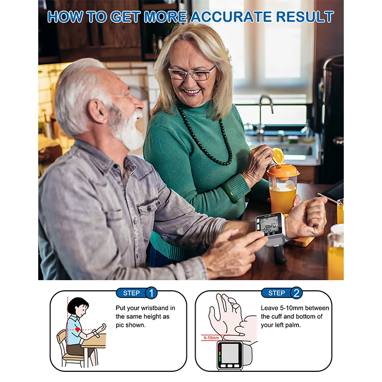 ALESHON Home Portable BP Meter Black Lcd W203 Wrist Digital Blood Pressure Monitor