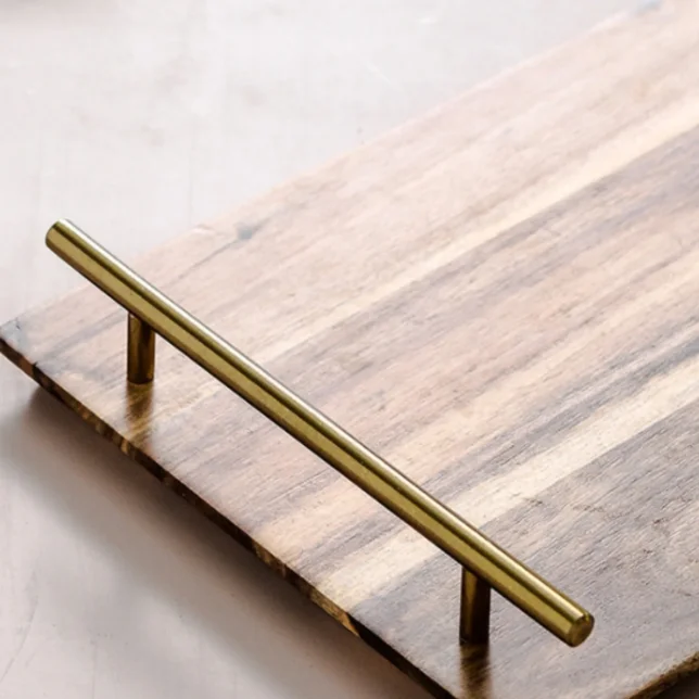 Sofa cup holder Hot sale solid wood serving tray organizer custom round walnut wood trays sofa arm tray couch cup holder