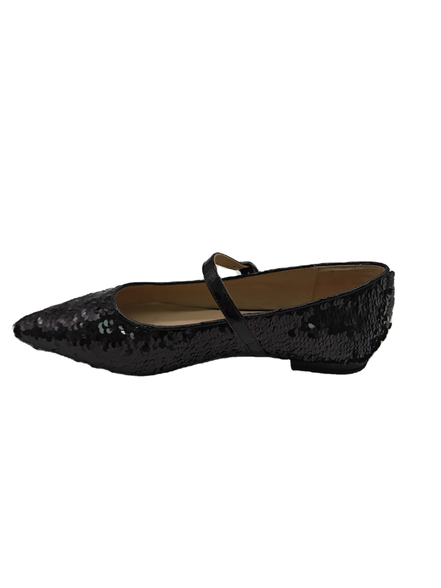 2024 Custom Handmade Luxury Ladies Party Wedding Dancing Girls Designer Sandales Femme Black Sequin Flats Shoes