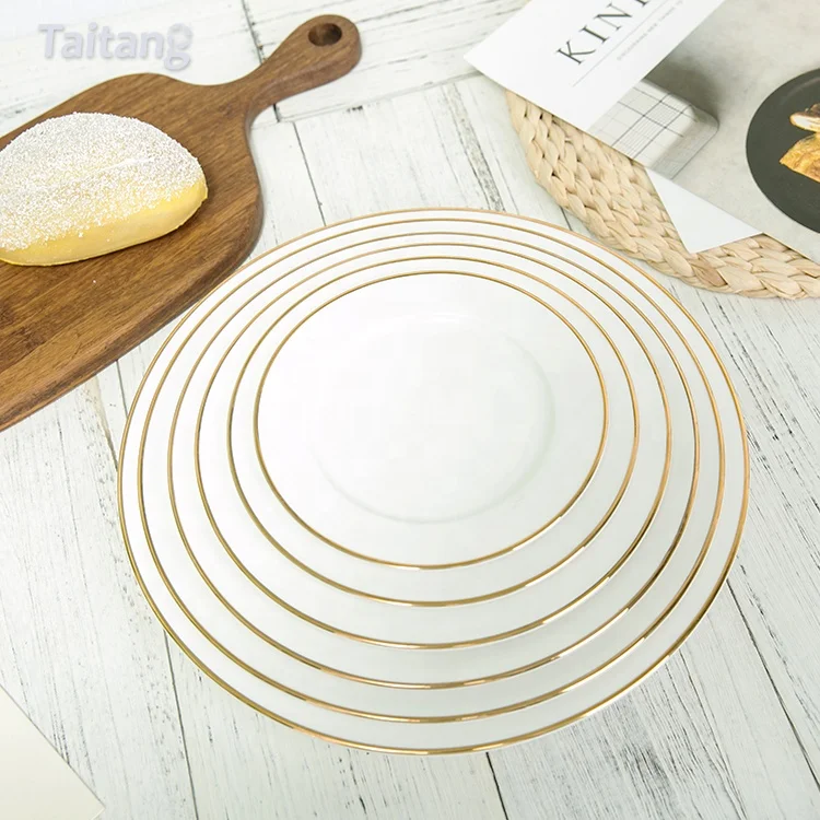 Customize Logo Wholesale Restaurant Ceramic Porcelain Plates 9 Inch Hotel Dinner Plate Size