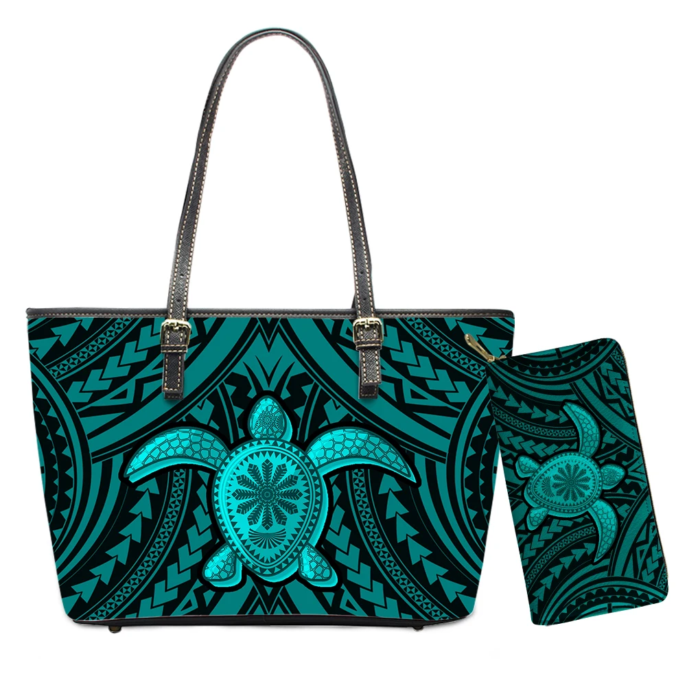 
Trendy Tribal Sea Turtle Polynesian Ladies Bags Handbag Set Leather Large Purses Handbags for Women Colorful Shoulder Bags 
