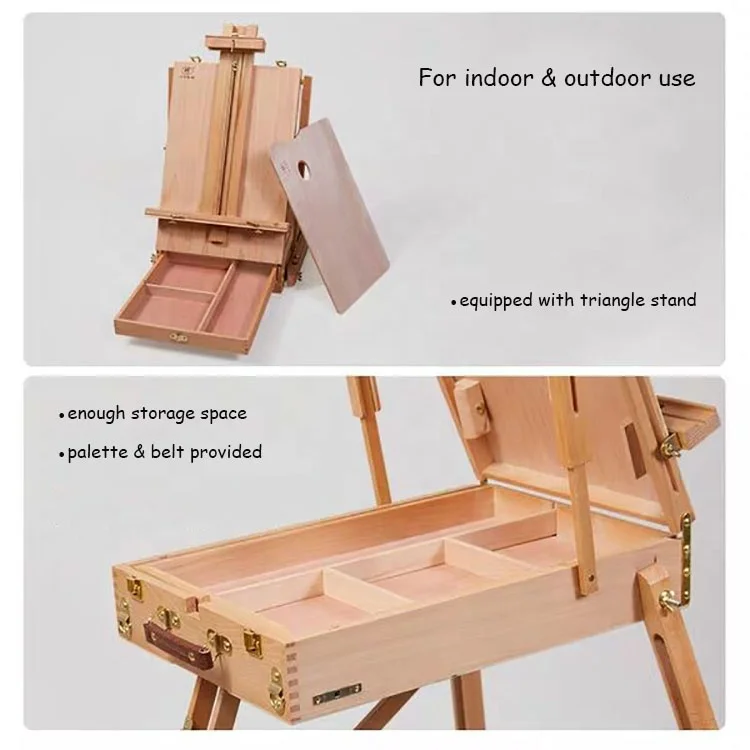 High quality portable beechwood easel stand french style easel box