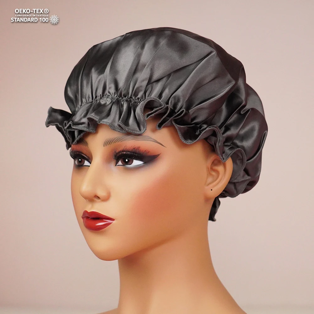 OEKO-TEX Luxury 100% Mulberry Silk Night Sleeping Caps Customizable LOGO Hair Care Night Hair Wrap Elastic