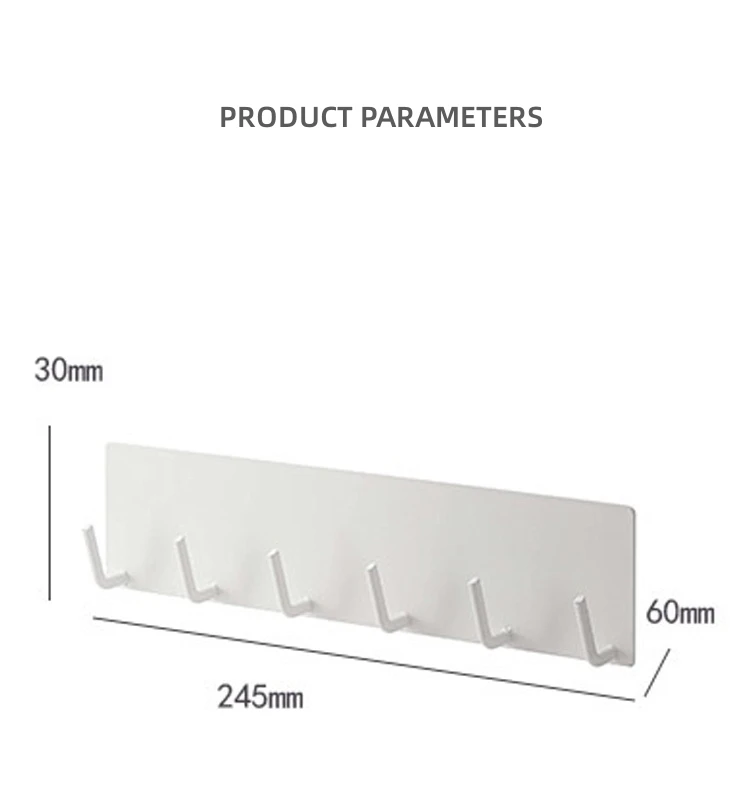 White Magnetic Suction Shelf Kitchen Shelf Hole-Free Perforated Metal Storage 5 Hook Organizer