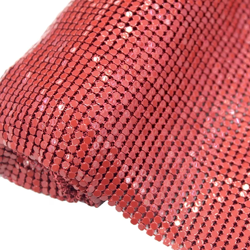 S535 Soft aluminum Metal chainmail mesh fabric Metallic fishnet fabric sequin for dress bags