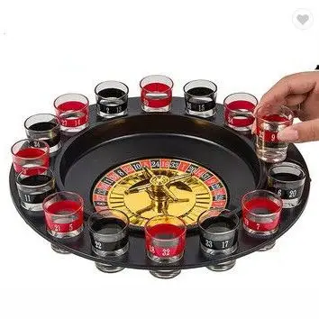 YIZHI Drinking Games Set Adult Party With Glass Shots Adult Buzzed Game Drinker 16 Shot Russian Roulette Spinning Game Set