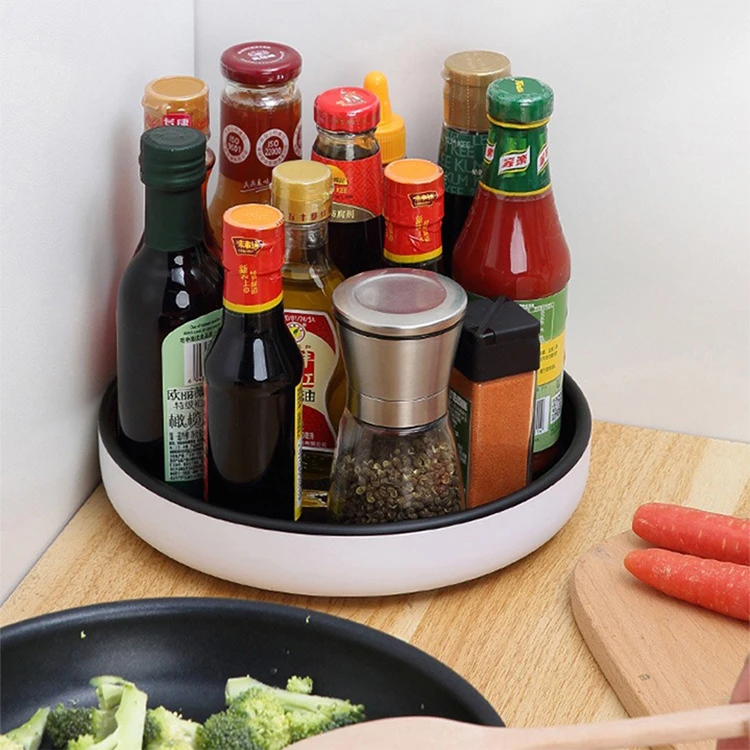 New Arrival Spices Jar Condiments Spinning Organizer Kitchen Round Plastic Rotating Storage Tray