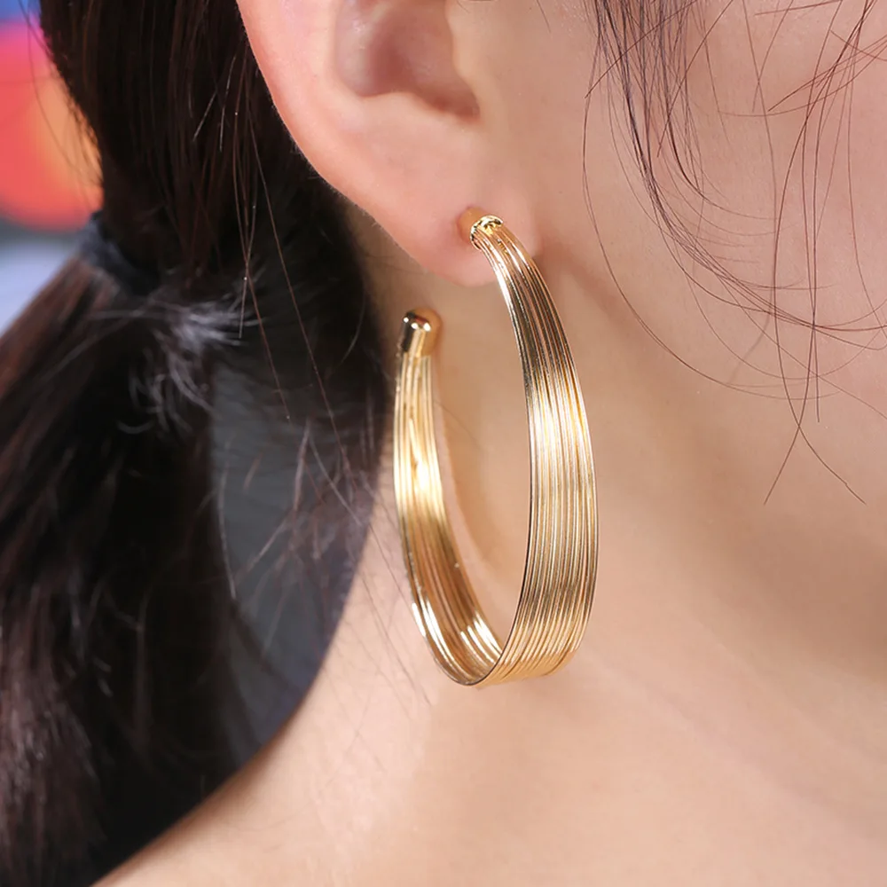 CAOSHI Hot Selling Women Exaggerated Big Hoop Earrings Gold Rose Gold Color Popular Style Fashion Earrings