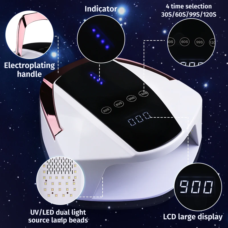 S90PLUS 15600 мАч перезаряжаемая лампа для ногтей 96 Вт Сушилка Беспроводная УФ Светодиодная
