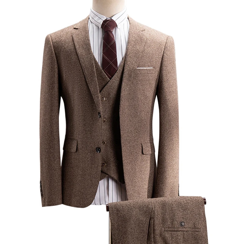 Wool Tweed Italian Design Style for Gentle Men Custom-made Formal Suit