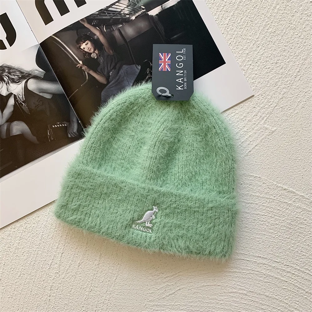 high quality Embroidery logo Solid Fashion knit beanie mohair Soft  Ethical  Mohair Wool Hat for women