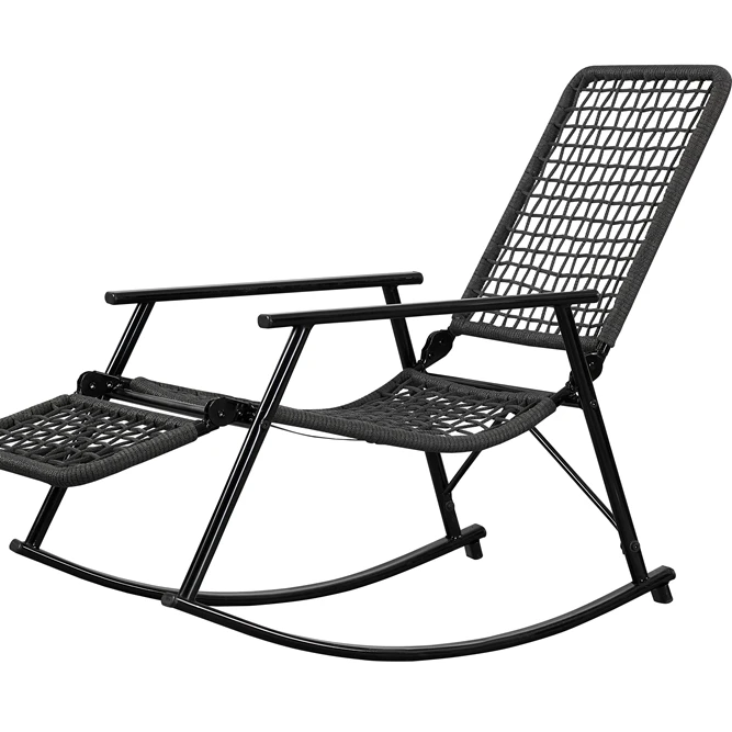 outdoor Garden Loungers Patio Chaise Lounge Chair Adjustable Recliner Folding Furniture Wicker Rattan Chair And Footrest