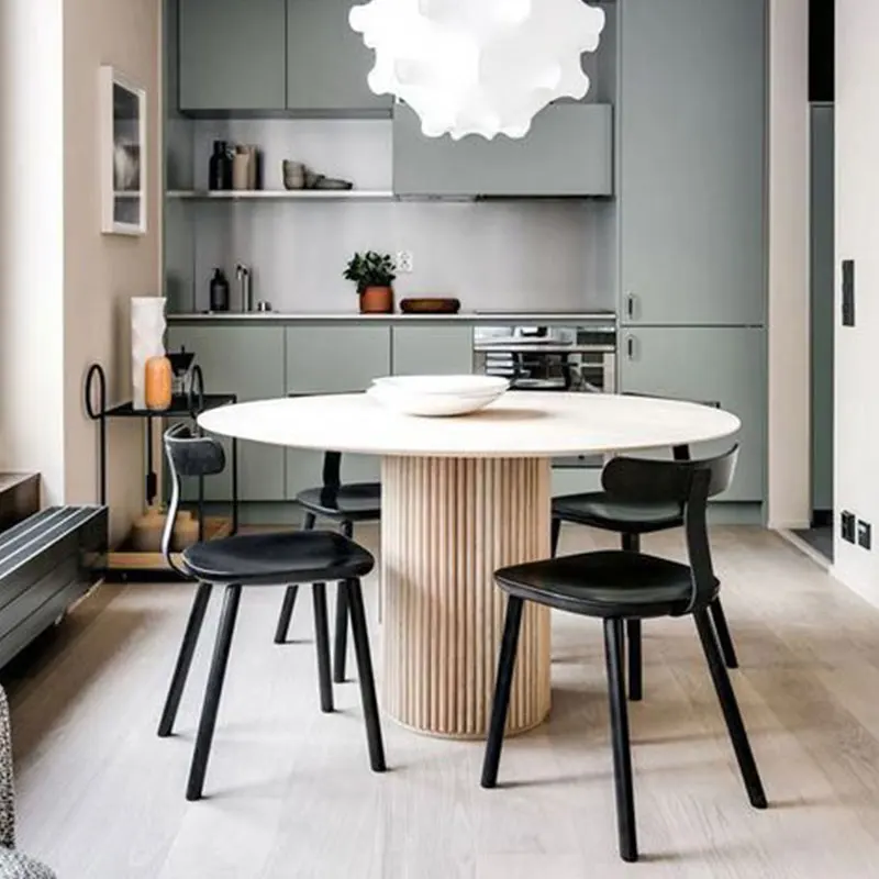 Nordic Round Table Simple Dinning Table And Chair Set Modern Ash Solid Wood Dinning Room Set For Kitchen And Living Room