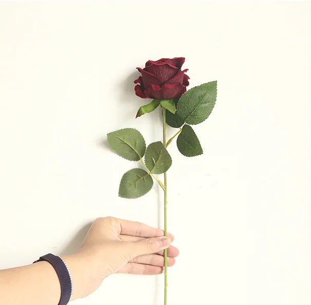 High Quality Single Velvet Rose Flowers Artificial Flowers Velvet Rose For Wedding Rose