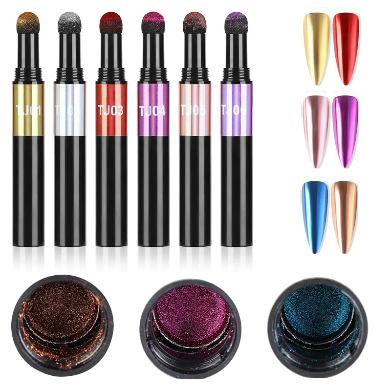 2022 New Design Black Body Titanium Magic Nail Pen  12-Colors Portable Nail Art Powder Shading Pen