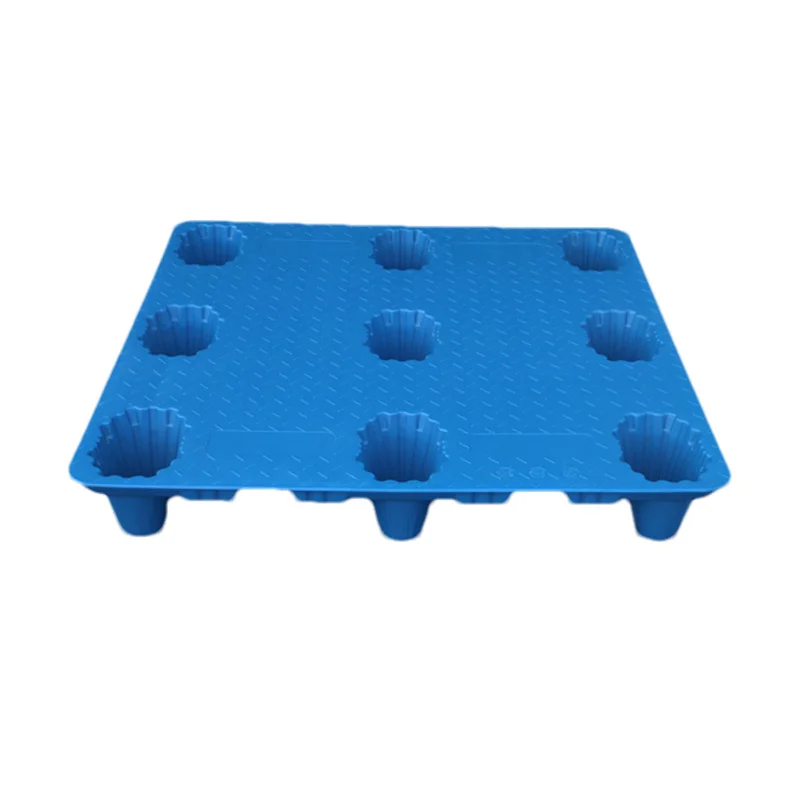 Wholesales Plastic Large Pallet Product 1200*1000*150mm Single Face 9 Feet 4 Way Entry Blow Molding Storage Plastic Pallets
