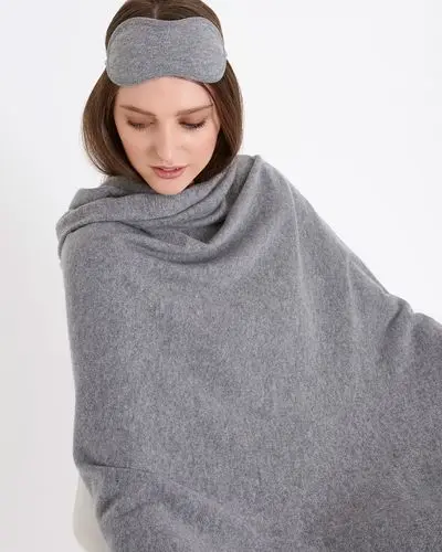 Индивидуальное вязаное одеяло из чистого кашемира носки для глаз удобные кашемировые 100% Дорожный комплект с сумкой