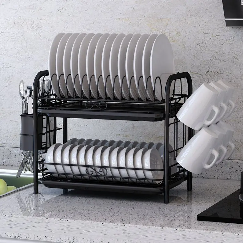 Kitchen  Plate Dish Rack Stainless Steel Dish Bowl Cups Spoon Stand Storage Rack