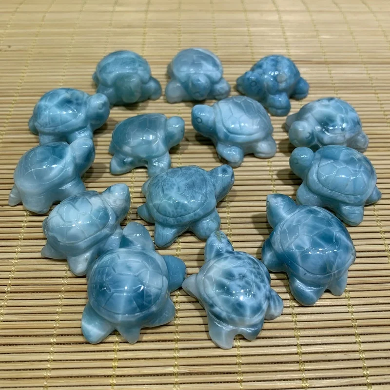 Natural Larimar Cabochon Turtles for Gemstone and Jewelry Design for display or pendant