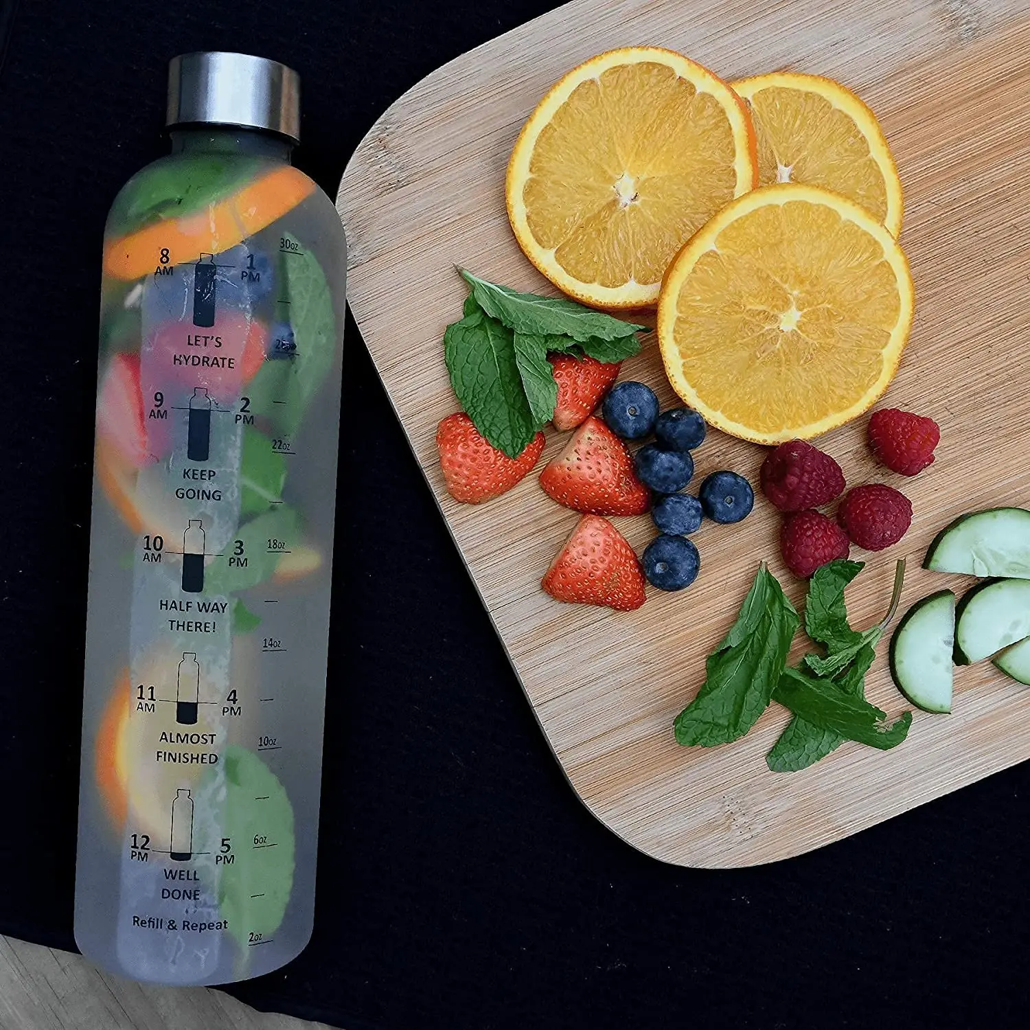 Wholesale 1000ml Borosilicate  Sublimation Glass Water  Bottle with time marker BPA Free