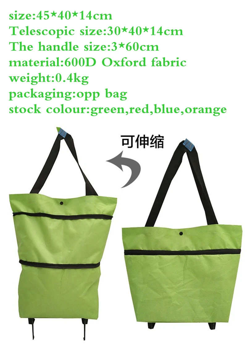hot sale Factory customized folding grocery trolley shopping bags wheels vegetable bag