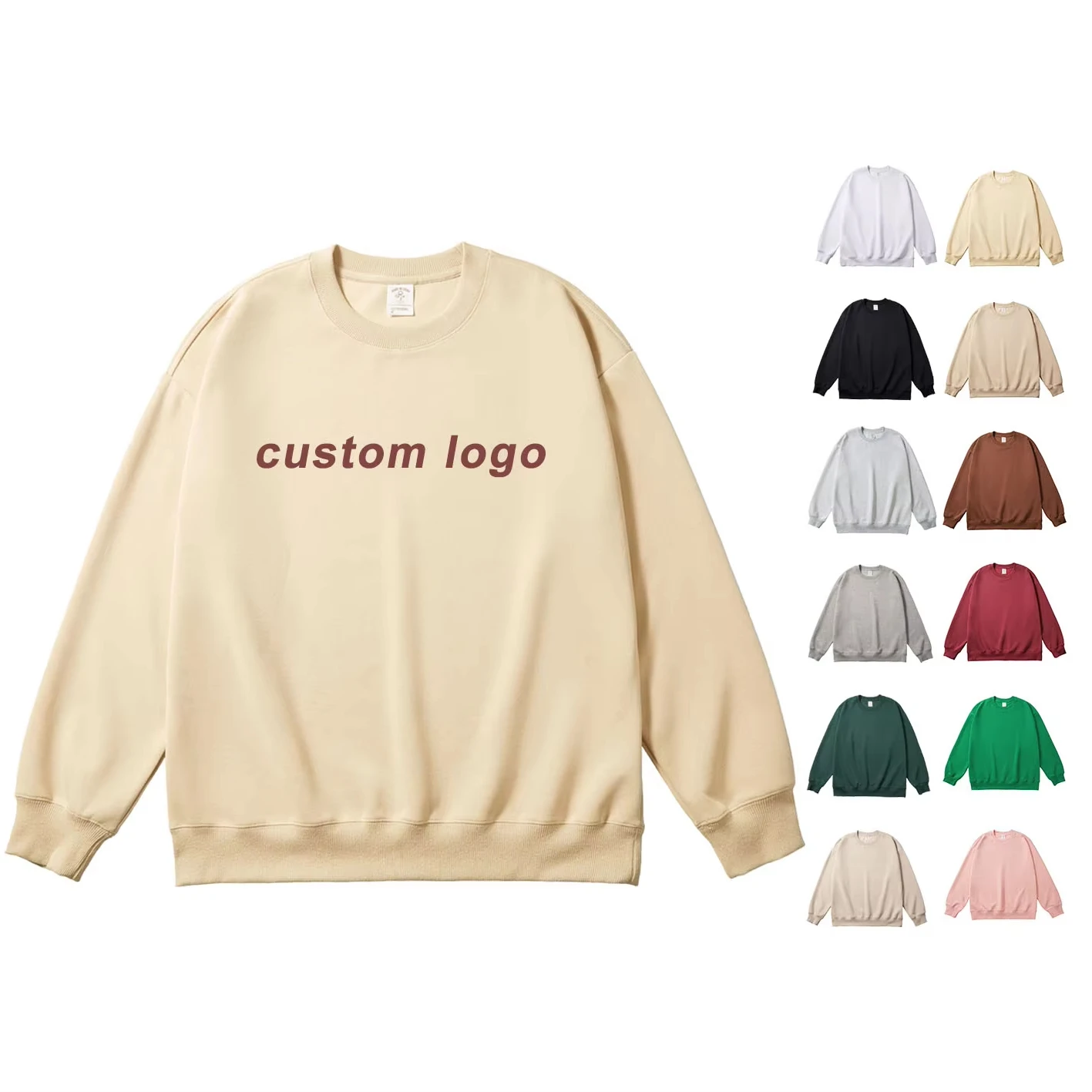 Custom Logo Cotton O-neck Blank Long Sleeve Sweatshirt Fashion Casual Sweatshirt For Men Composite Milk Silk hoodie