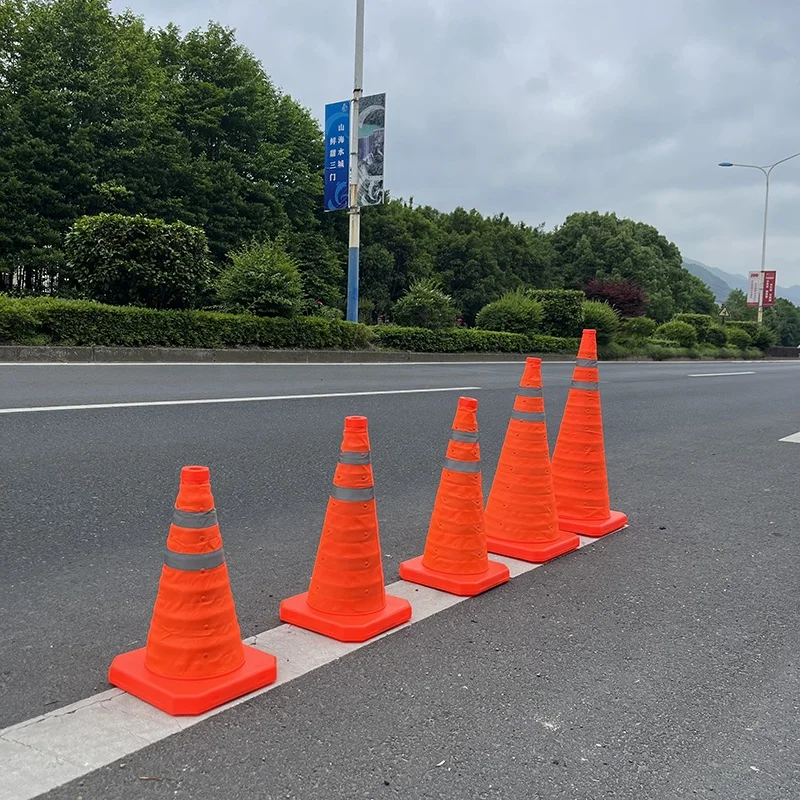 50cm Hot Selling Roadway Portable Reflective Collapsible Folding Traffic Road Safety Cones