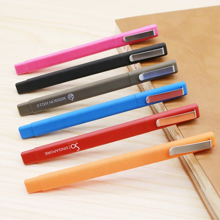 Custom soft rubber coated triangle pen with company logo