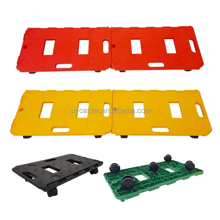 home use  Plastic Moving dolly Five Wheels Pallet Dolly can add handle black green yellow red Anti-slip Coating Top Dolly