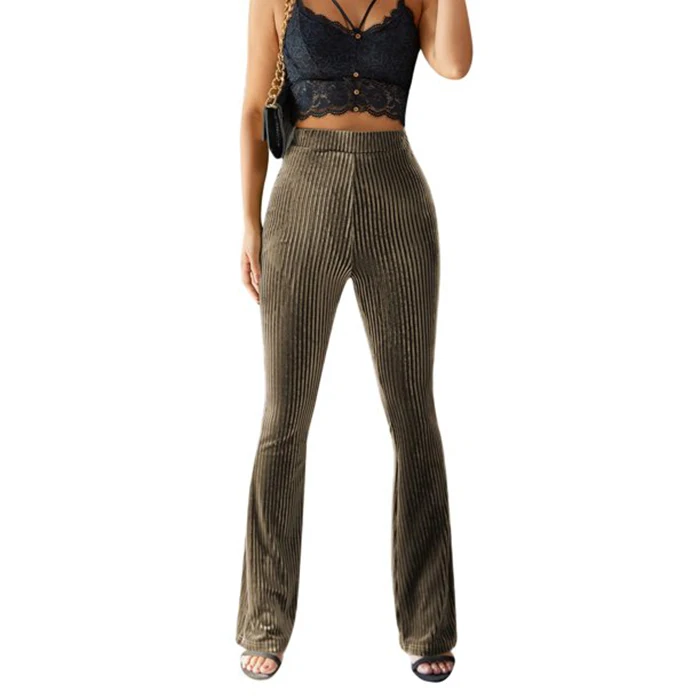 huilin factory custom women pants high quality cotton sweat pants flared sweatpants women velvet wide leg pants