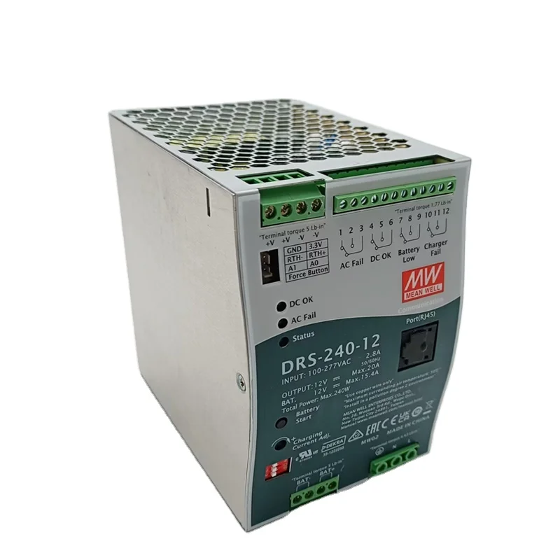 Original mean well drs 240 12 240W 480W Intelligent Security Power supply din rail 12v Meanwell 12V 24V 36V 48V with UPS
