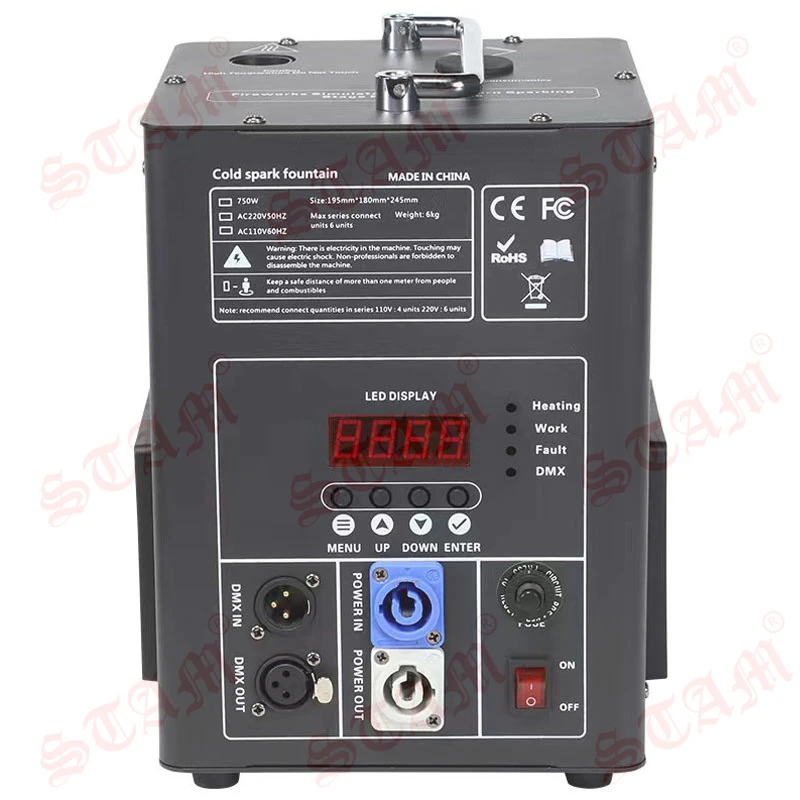 750W electric cold spark Machine 5-8 meters with remote control dmx512 stage wedding party 750W 850W spark machine