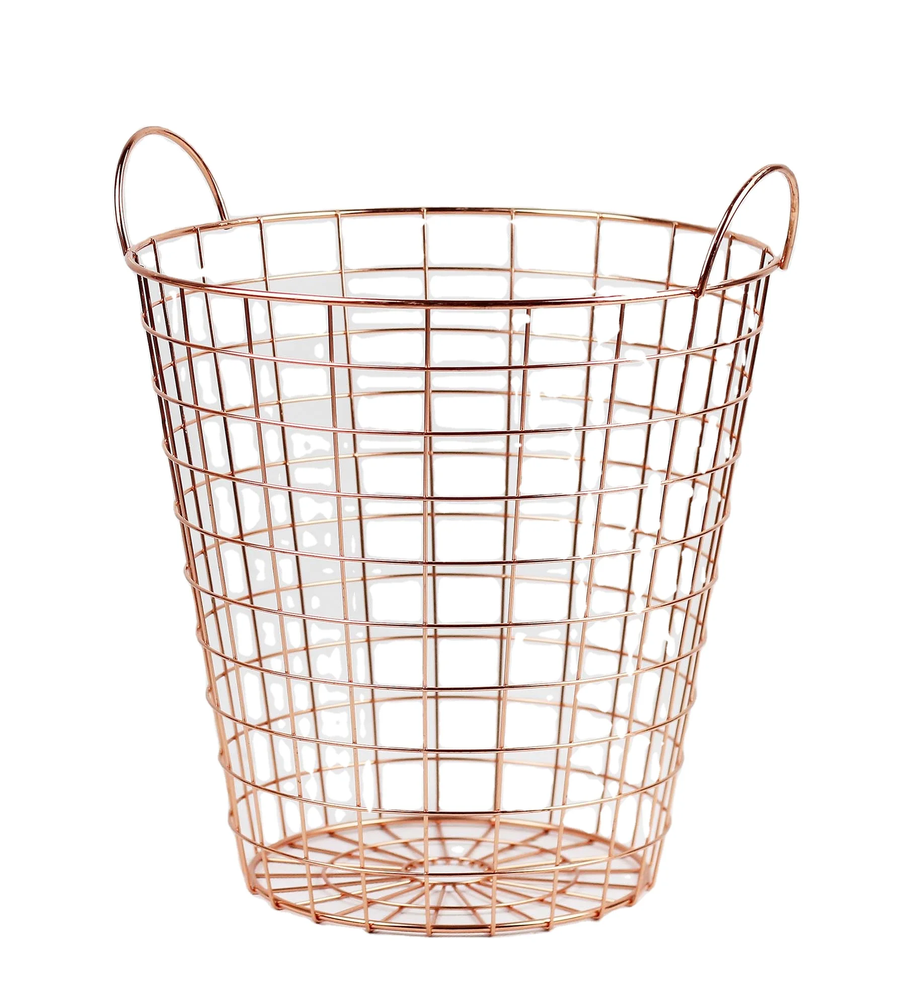 Custom Size Handcrafted Metal Wire Gold Color Plating Bathroom Storage Laundry Baskets Large