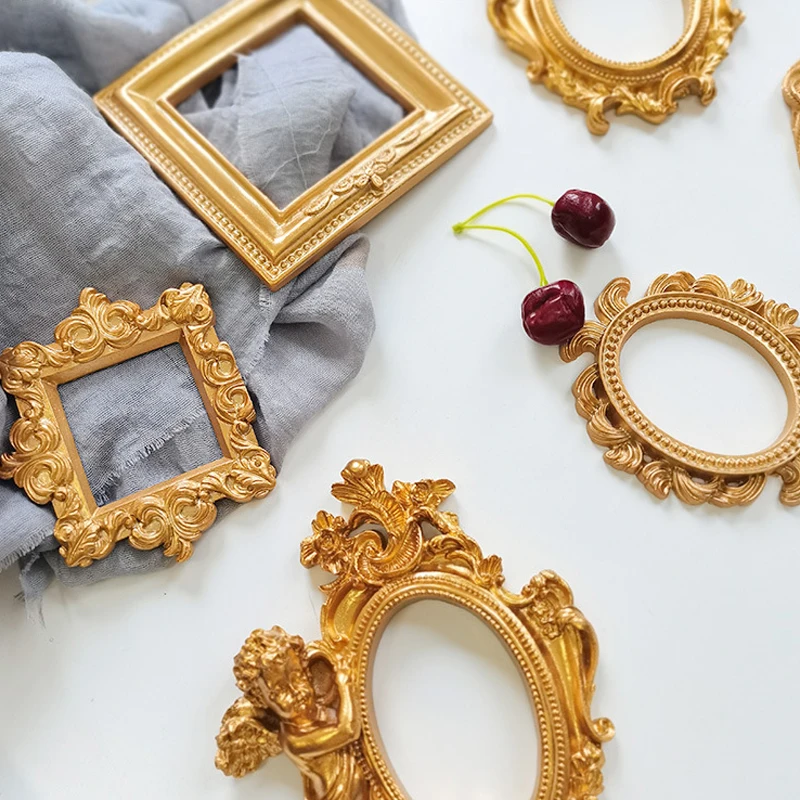 
Drop Shipping Retro Copper Color Resin Mini Photo Frame Home Decor Jewelry Positioning Frame 