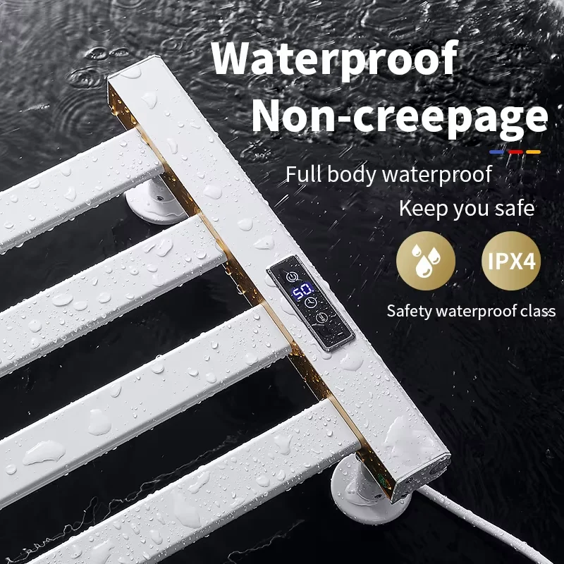 High Quality Aluminum Adjustable Temperature Non-Punch Wall Mounted Electric Heated Towel Dryer Electric Towel Rack