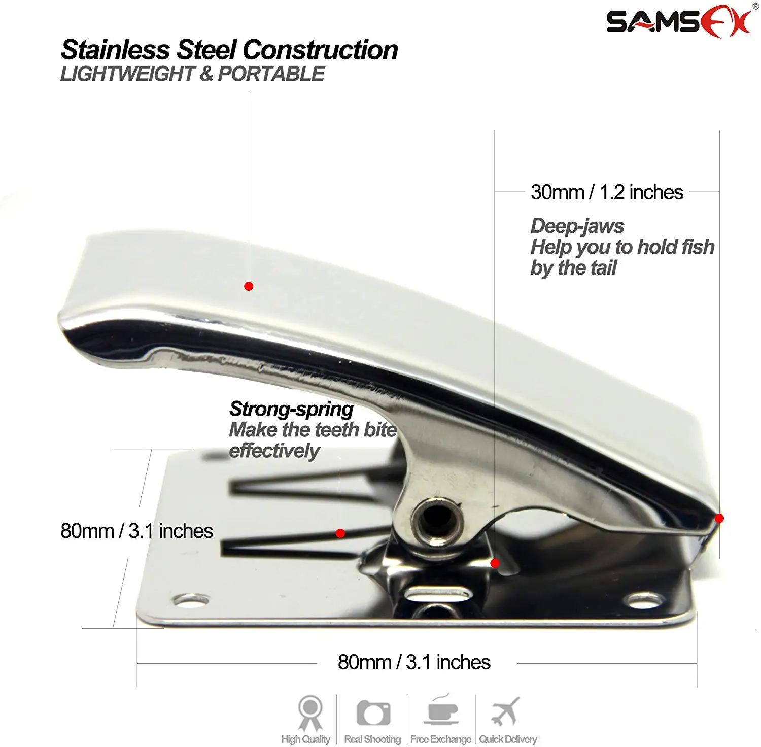 SAMSFX Fish Cleaning Board Tools Fillet Clamp w/Screws Deep-Jaw Fish Tail Clip Board for Scaling Table Bait