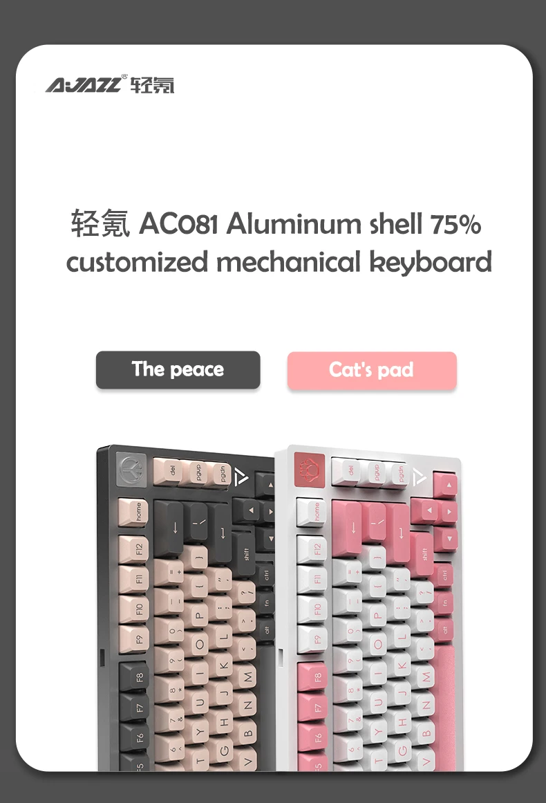 Two-color With Hot Swappable Switch Lighting81-key   /cat paw mechanical keyboard