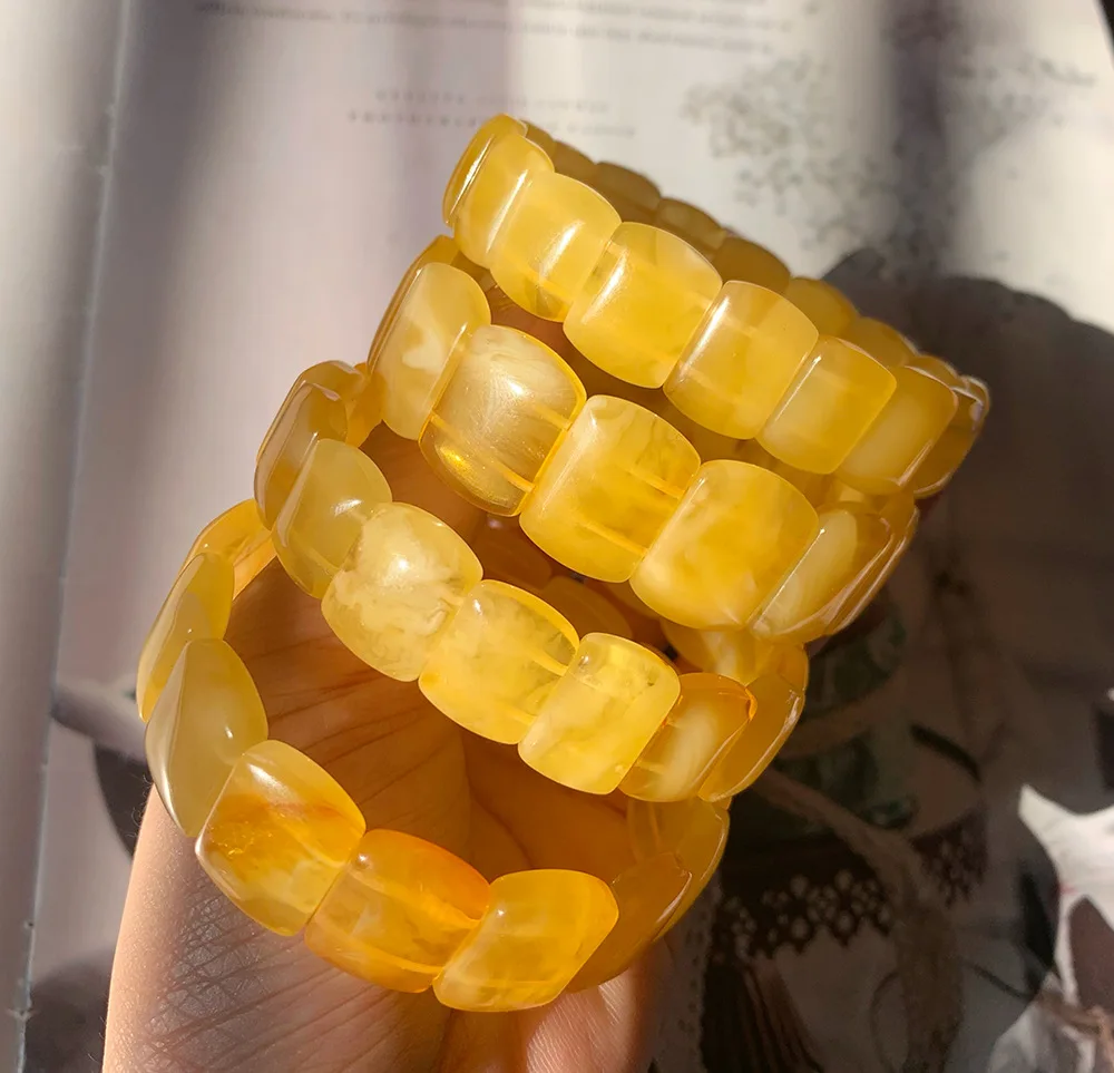 JINGCAI Jewelry Natural amber gold twisted white pattern beeswax manual Nectar manual Crystal ornament wholesale