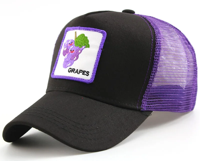 New Design Unisex Plain Embroidered Fruit Patch Woman 5 Panel Baseball Caps Sports Gorras Cotton Mesh Trucker Hats Caps Mens