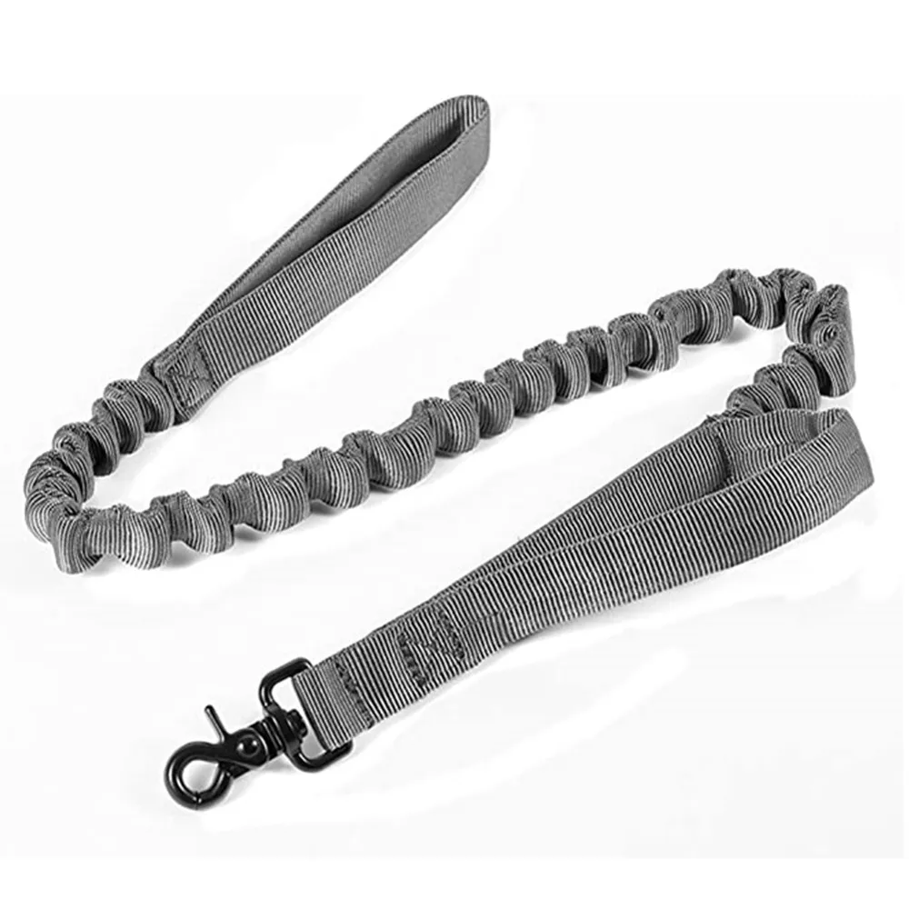 Military Tactical Bungee Dog Training Leash Nylon Leads Two Padded Control Handle Quick Release Leashes