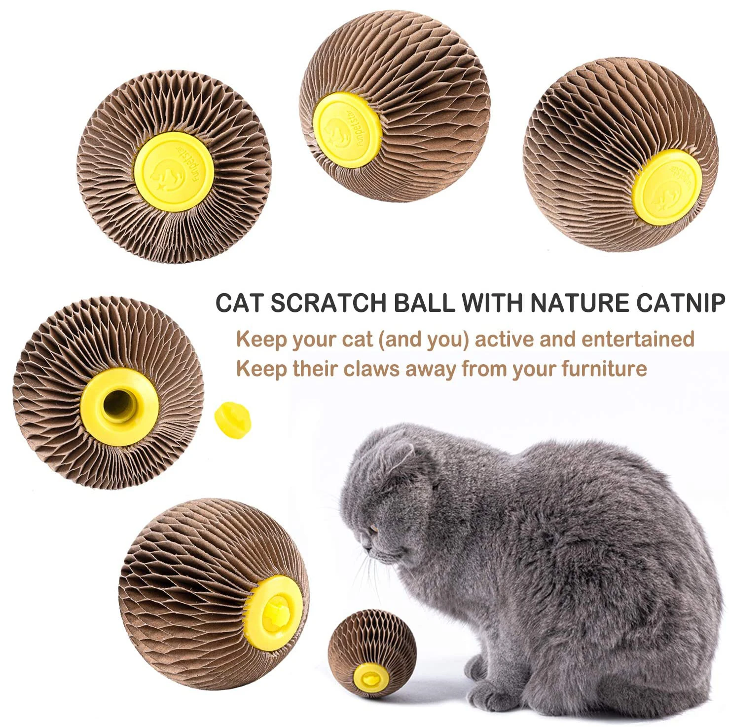 Wholesale Kitty Faithful Playmate Reduce Obesity And Loneliness Cat Scratcher Cardboard With Catnip Ball