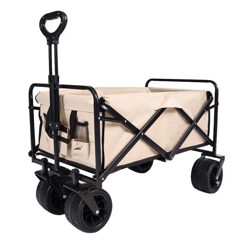 Feistel Collapsible Foldable Extended Wagon, Heavy Duty Folding Utility Garden Camping Cart with Big All-Terrain Beach Wheels