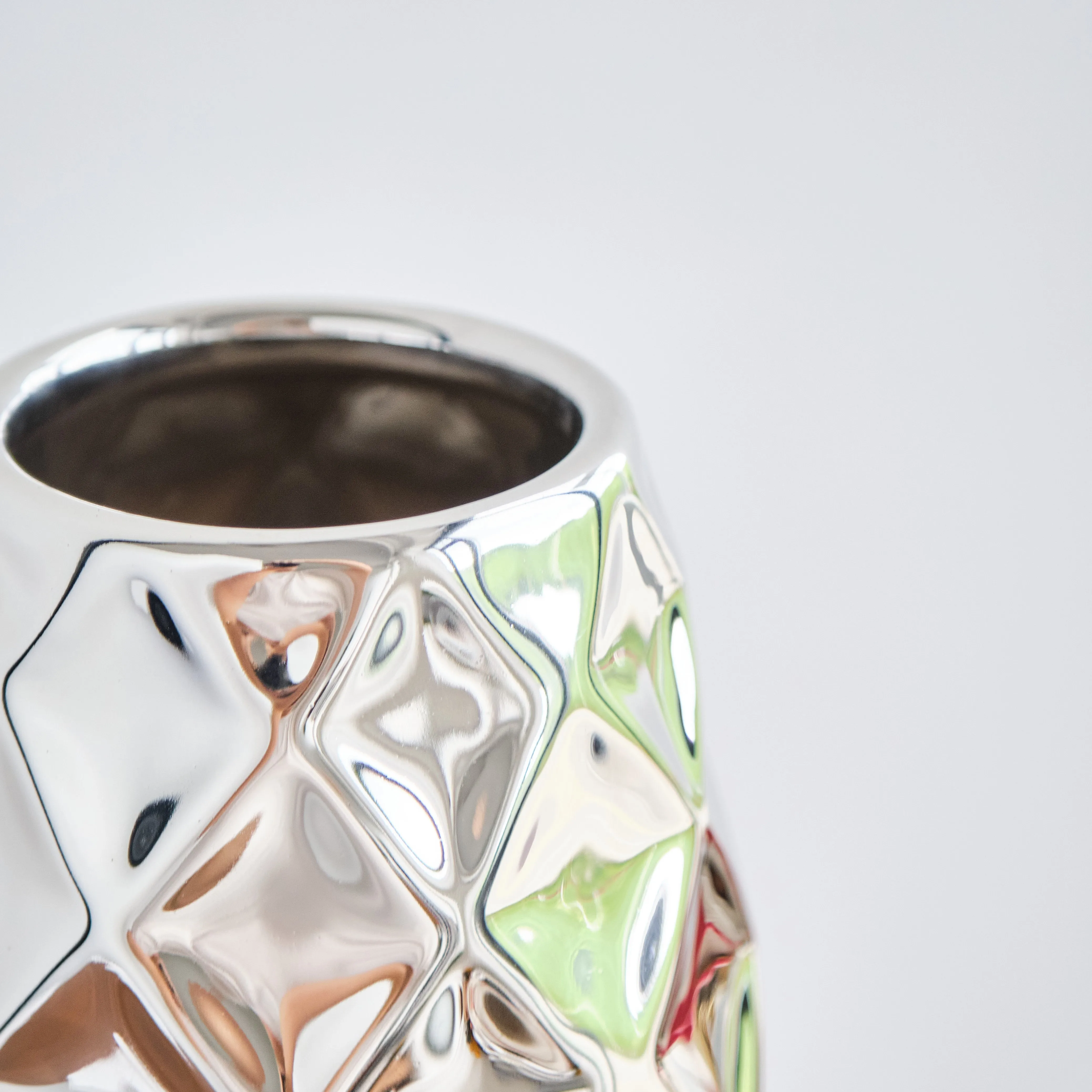 Wedding Ceramic Porcelain Home Decor Vase Luxury Electroplating Diamond Design Silver Vase