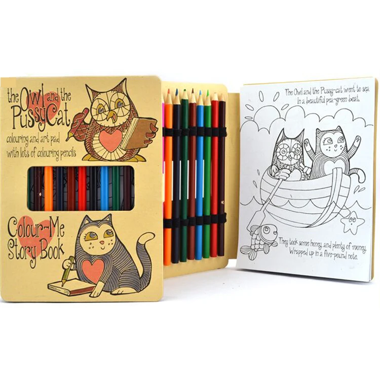 
Custom Wholesale promotional Kids Stationery Coloring Books and Crayon Set 