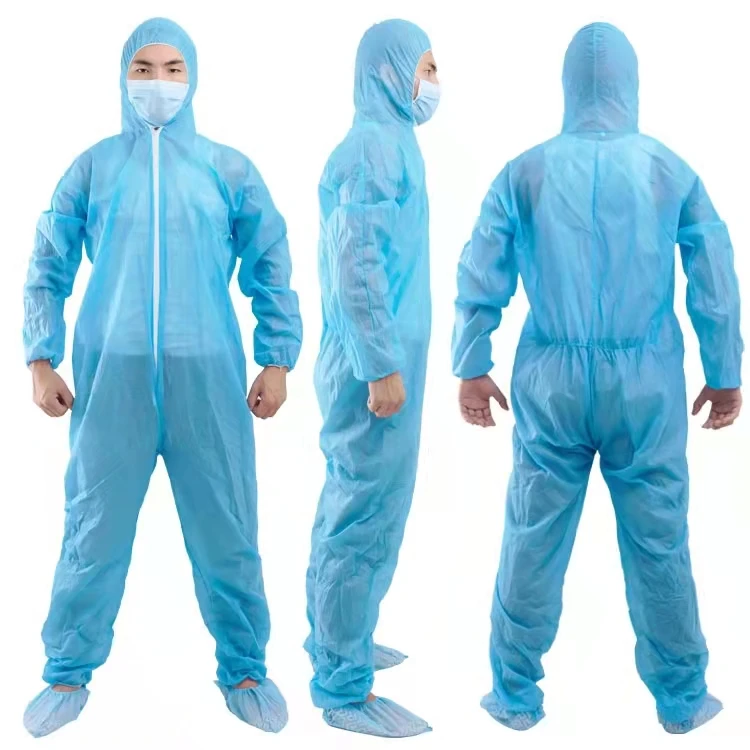 Hot Sales Customized Disposable 40g Blue PP Dustproof Nonwoven Clothes Coverall